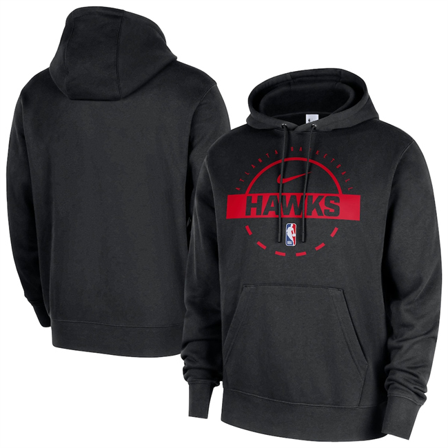 Men's Atlanta Hawks Black 2025/26 Practice Club Pullover Hoodie